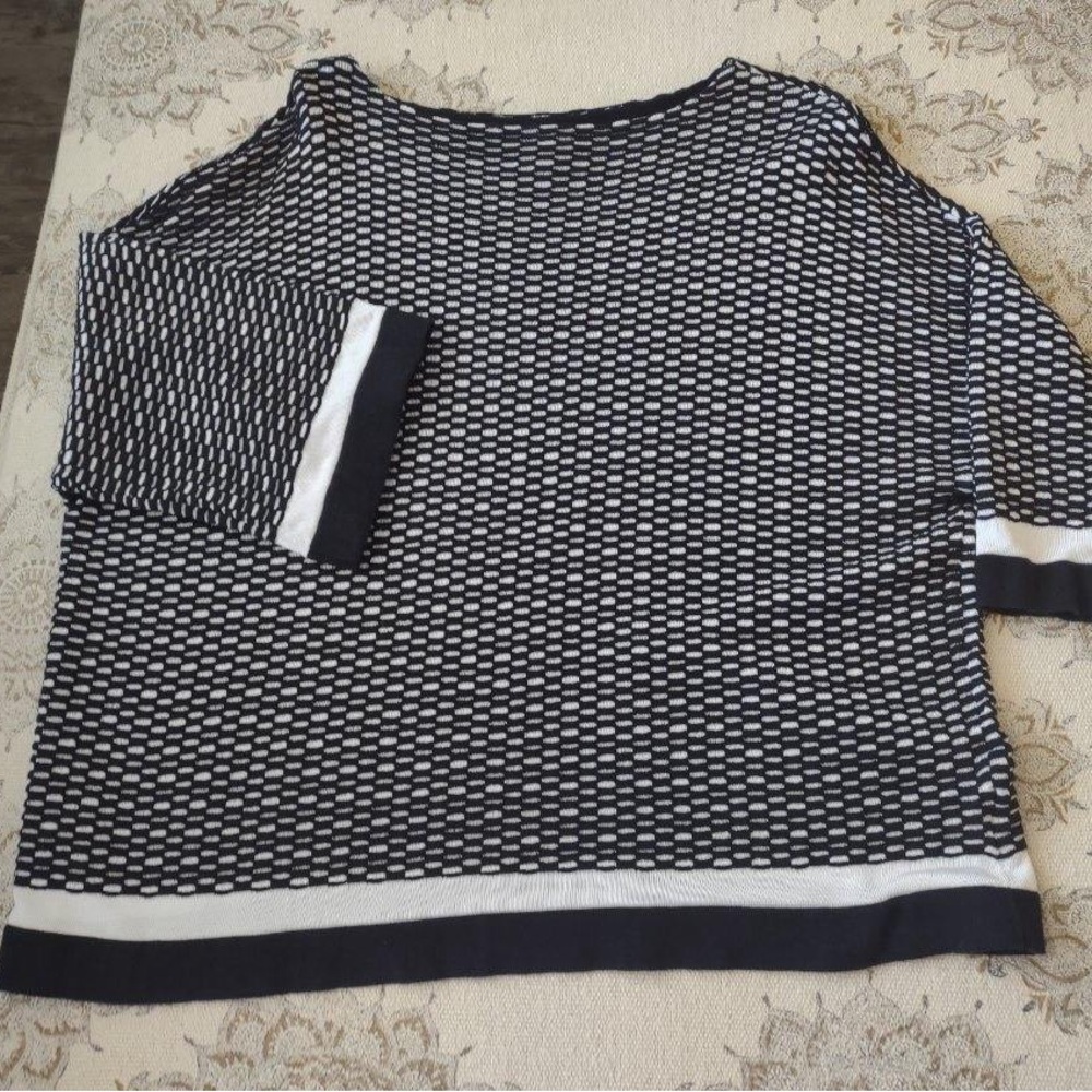 WORTHINGTON Womens XLarge Black & White Sweater
